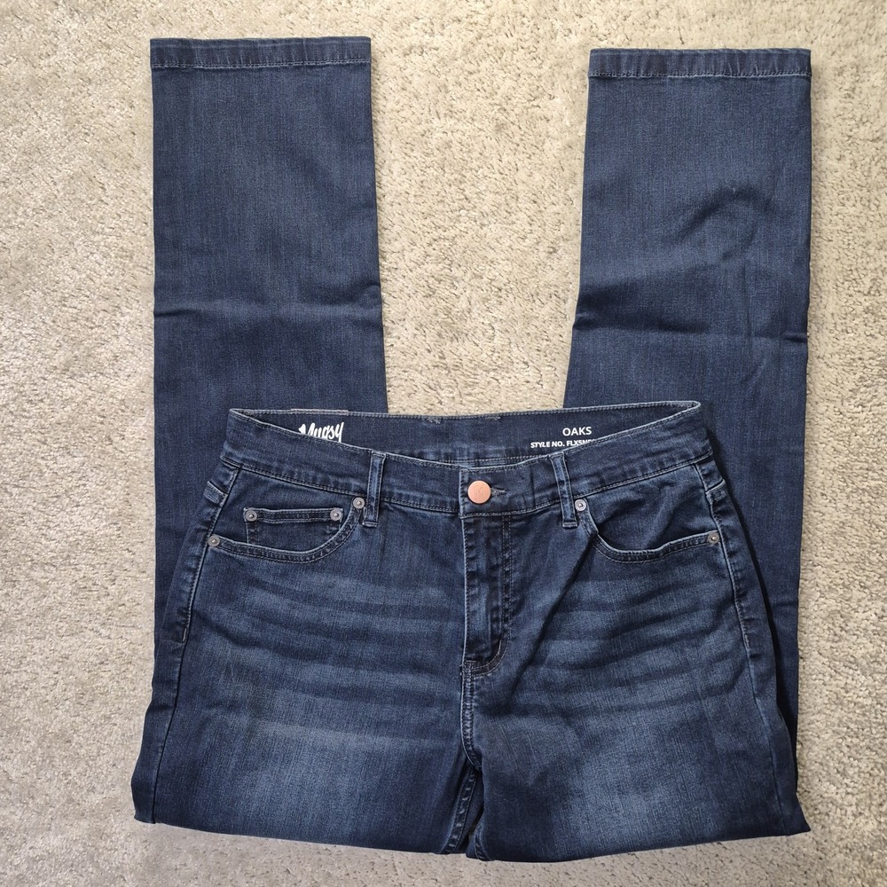 Mugsy Oaks Jean Mens 33/32 Dark Wash Stretch Slim Straight Comfort Preppy